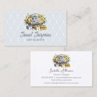 Elegant Yellow Gold Silver Gift Basket Business Card