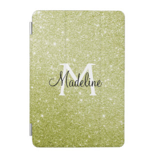  Elegant Yellow Gold Sparkly Glitter Monogrammed  iPad Mini Cover