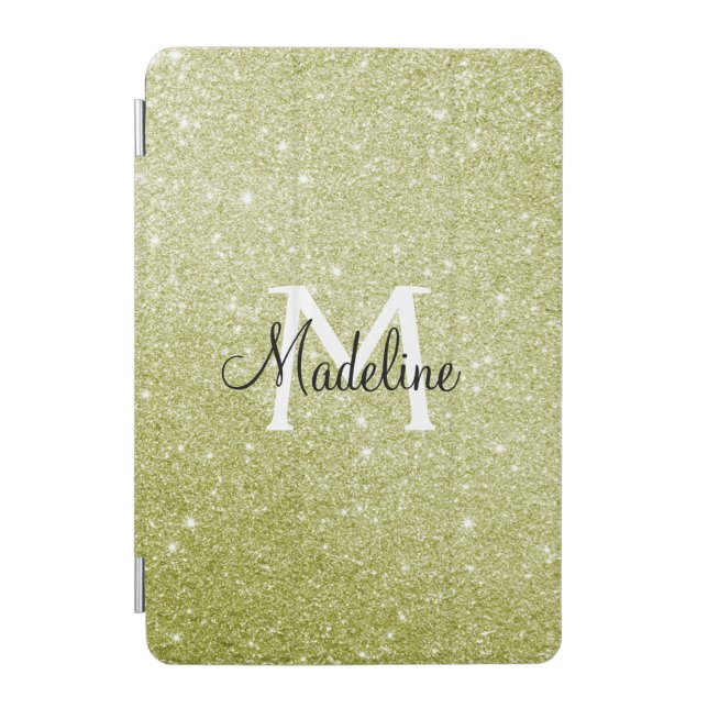  Elegant Yellow Gold Sparkly Glitter Monogrammed  iPad Mini Cover (Front)