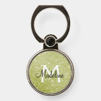 Elegant Yellow Gold Sparkly Glitter Monogrammed Phone Ring Stand