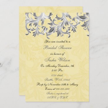 Elegant yellow gray Bridal Shower Invitation