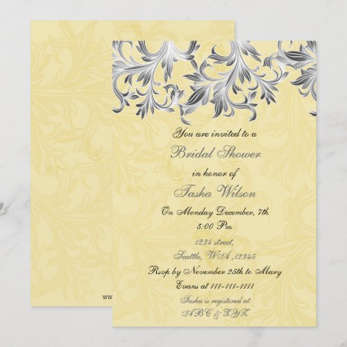 Elegant yellow gray Bridal Shower Invitation