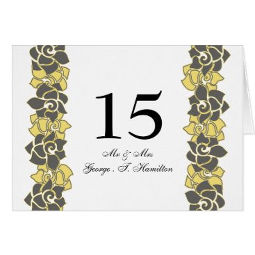 Elegant "yellow gray"  floral table seating card