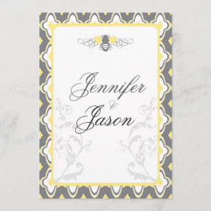 Elegant Yellow & Gray Garden Wedding Invitations