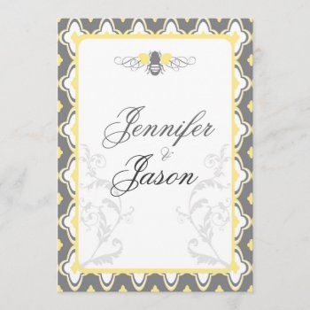 Elegant Yellow & Gray Garden Wedding Invitations by CustomWeddingSets at Zazzle