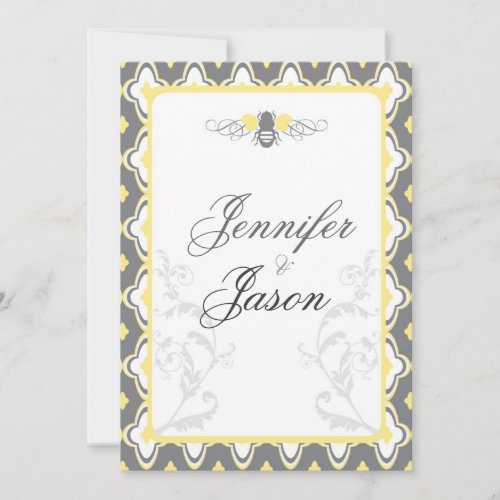 Elegant Yellow &amp; Gray Garden Wedding Invitations