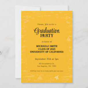 Elegant Yellow Hand-Lettering Math Graduation Invitation