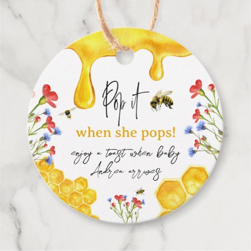 Elegant Yellow Honey Bee Floral Baby Shower Gift Favor Tags