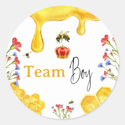Elegant Yellow Honey Bee Floral Gender Revear Boy Classic Round Sticker