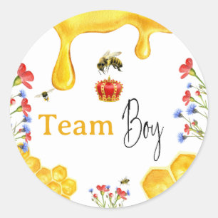 Elegant Yellow Honey Bee Floral Gender Revear Boy Classic Round Sticker