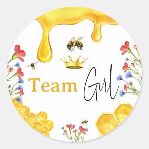 Elegant Yellow Honey Bee Floral Gender Revear Girl Classic Round Sticker