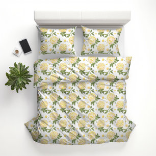 Elegant Yellow Hydragea Flowers Pattern Duvet Cover
