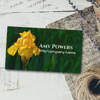 Elegant Yellow Iris Flower Photography Nature  Business Card by annpowellart at Zazzle