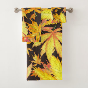 Elegant yellow leaves decorative eye-catching  bath towel set