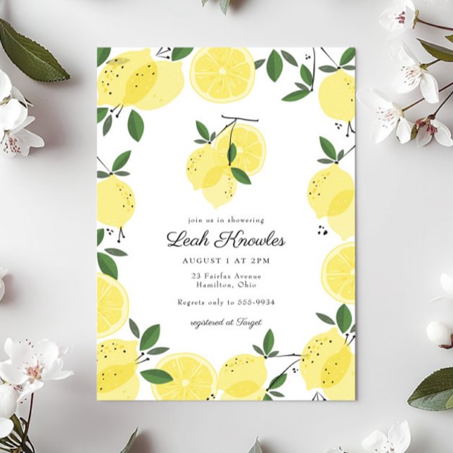 Elegant Yellow Lemon Citrus Bridal Shower Invitation (Creator Uploaded)