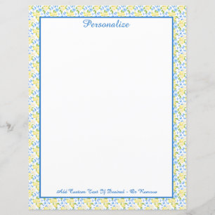 Elegant Yellow Lemon Fruit Blue Vine Personalized