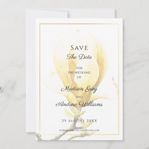 Elegant Yellow Magnolia Save the Date Invitation