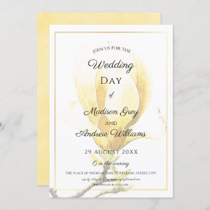 Elegant Yellow Magnolia Wedding Invitation