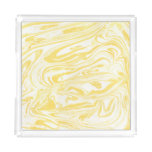 Elegant Yellow Marble: Hand-Drawn Texture Acrylic Tray