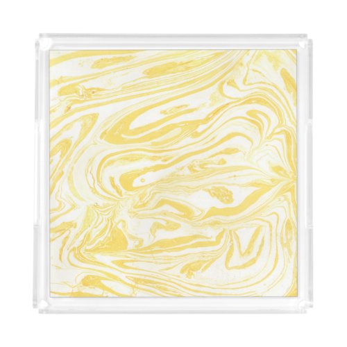Elegant Yellow Marble Hand_Drawn Texture Acrylic Tray