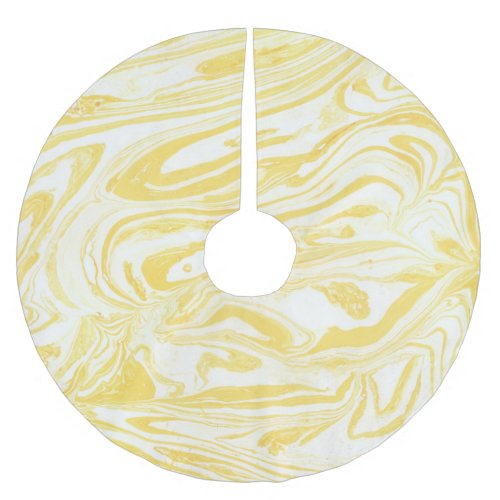 Elegant Yellow Marble Hand_Drawn Texture Brushed Polyester Tree Skirt