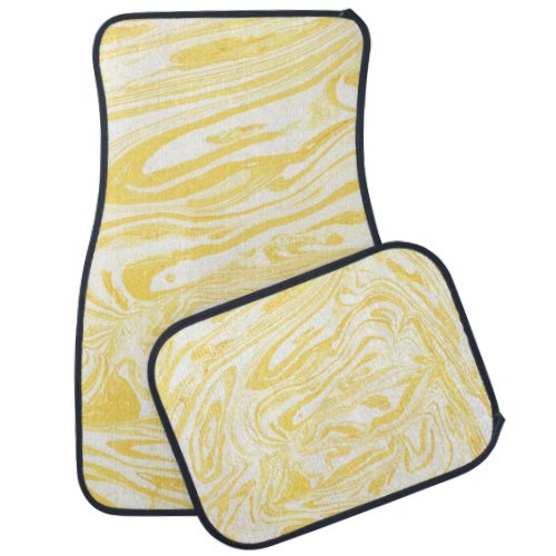 Elegant Yellow Marble Hand_Drawn Texture Car Floor Mat