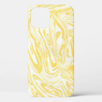 Elegant Yellow Marble: Hand-Drawn Texture iPhone 12 Case