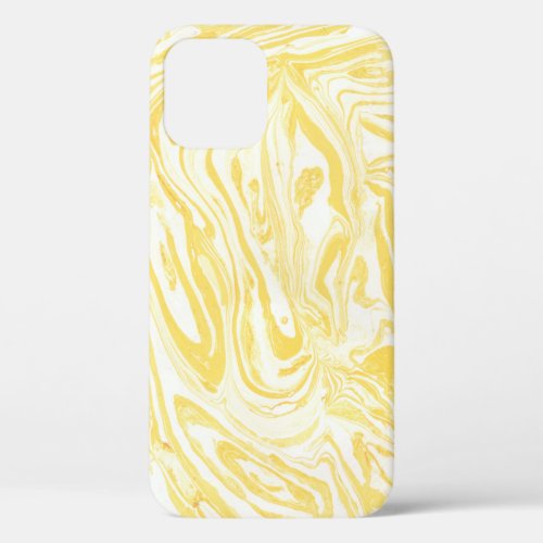 Elegant Yellow Marble Hand_Drawn Texture iPhone 12 Case