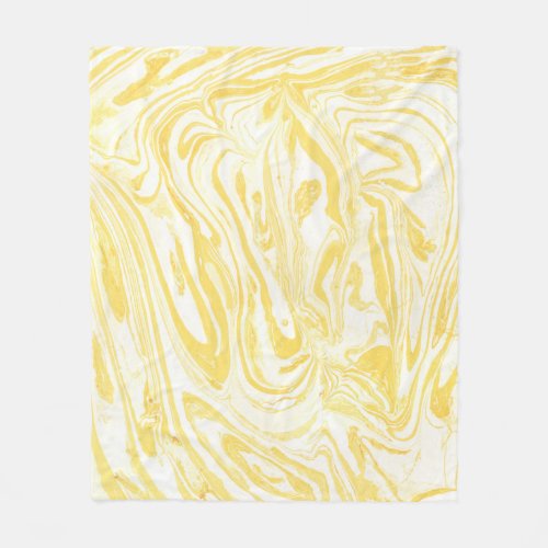 Elegant Yellow Marble Hand_Drawn Texture Fleece Blanket