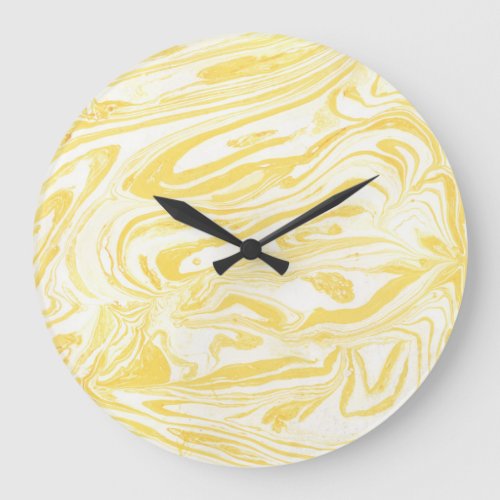Elegant Yellow Marble Hand_Drawn Texture Large Clock