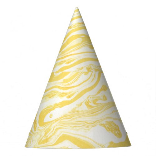 Elegant Yellow Marble Hand_Drawn Texture Party Hat