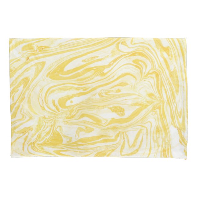 Elegant Yellow Marble: Hand-Drawn Texture Pillow Case (Front)
