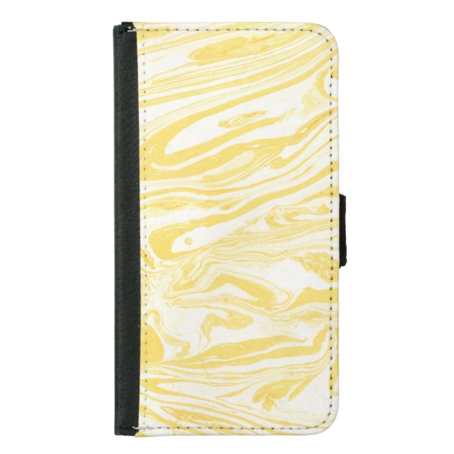 Elegant Yellow Marble: Hand-Drawn Texture Samsung Galaxy Wallet Case (Front)