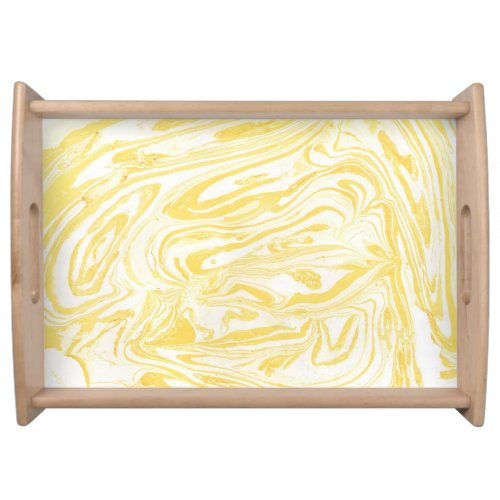 Elegant Yellow Marble Hand_Drawn Texture Serving Tray