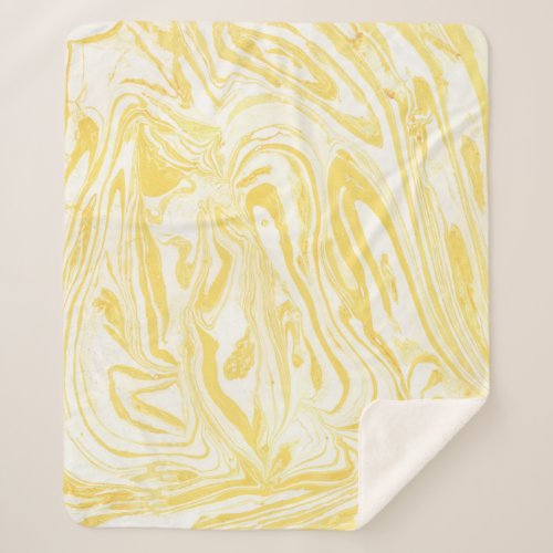 Elegant Yellow Marble Hand_Drawn Texture Sherpa Blanket