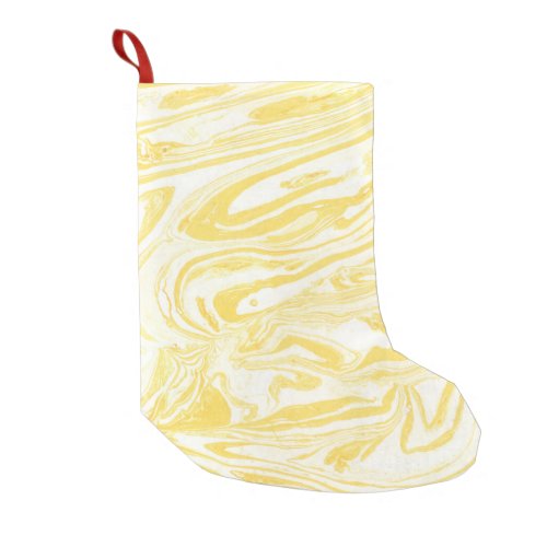 Elegant Yellow Marble Hand_Drawn Texture Small Christmas Stocking