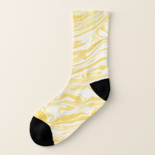 Elegant Yellow Marble Hand_Drawn Texture Socks