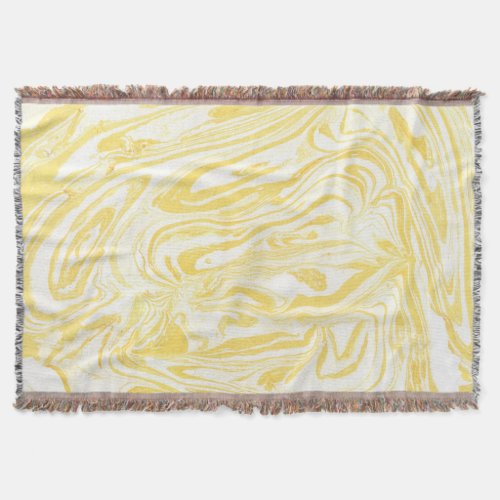 Elegant Yellow Marble Hand_Drawn Texture Throw Blanket