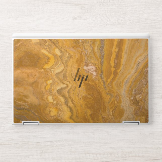 Elegant yellow marble HP laptop skin (Front)