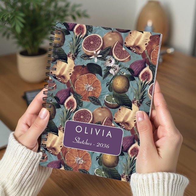 Elegant Yellow Mint Botanical Citrus Pattern Notebook (Creator Uploaded)