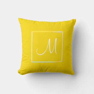 Elegant Yellow Modern Monogrammed Letter M Throw Pillow