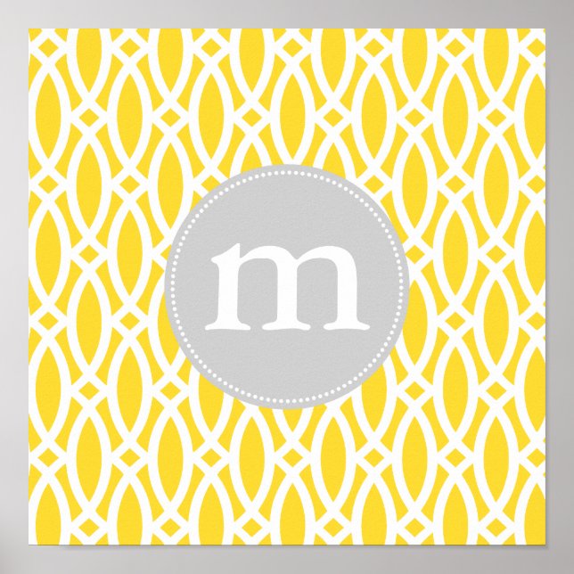 Elegant Yellow Modern Trellis Personalized Poster (Front)