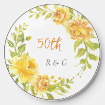 Elegant Yellow Monogram 50th Wedding Anniversary 