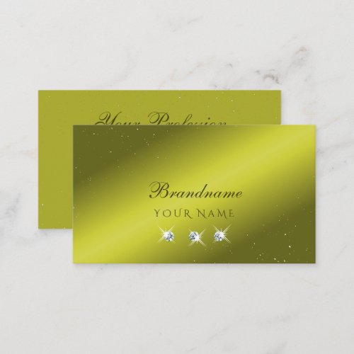 Elegant Yellow Olive Green Sparkle Jewels Modern Business Card