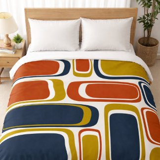 Elegant yellow &orange blue abstract pattern duvet cover