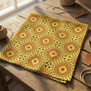 Elegant Yellow Orange Mosaic Geometric Pattern Bandana