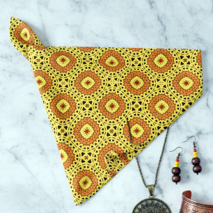 Elegant Yellow & Orange Mosaic Geometric Pattern Bandana