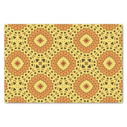 Elegant Yellow  Orange Mosaic Geometric Pattern Tissue Paper