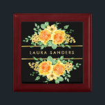 Elegant Yellow Orange Rose Flower Bouquet Gift Box<br><div class="desc">Personalized beautiful bright yellow orange rose flower bouquet gift box. This is perfect to give to your friends and families for any occasions or for
yourself.</div>