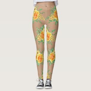 Elegant Yellow Orange Rose Flower Skin Leggings